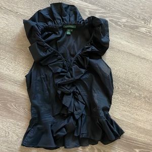 Ralph Lauren black ruffly blouse